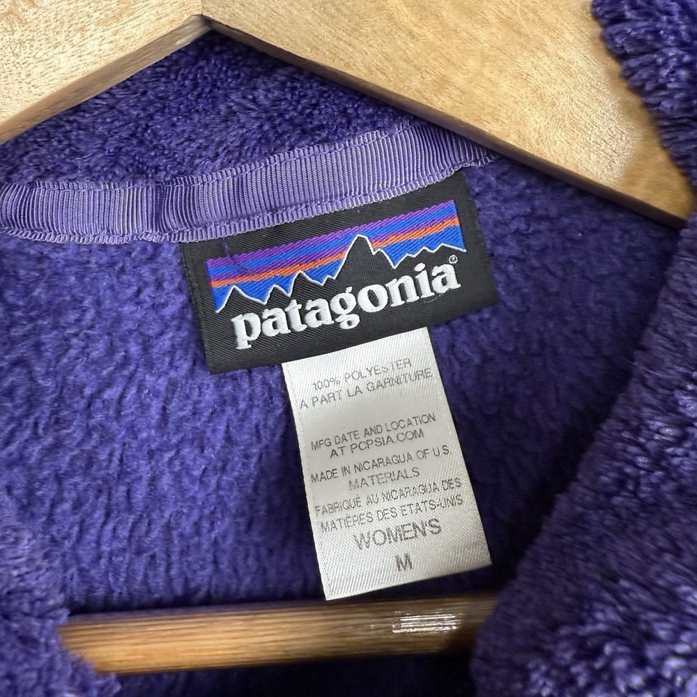 Womens Patagonia Purple Fleece Quarter Snap Pullover‎ Jacket Me - Picture 3 of 5